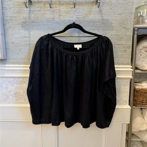 Medium / large Anthropologie Deletta cape swingy blouse top Black loose fit
